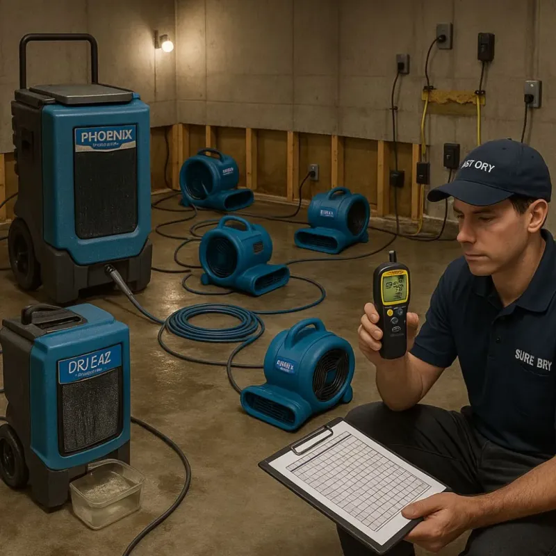 Structural Drying and Dehumidification process in Garnet, CA